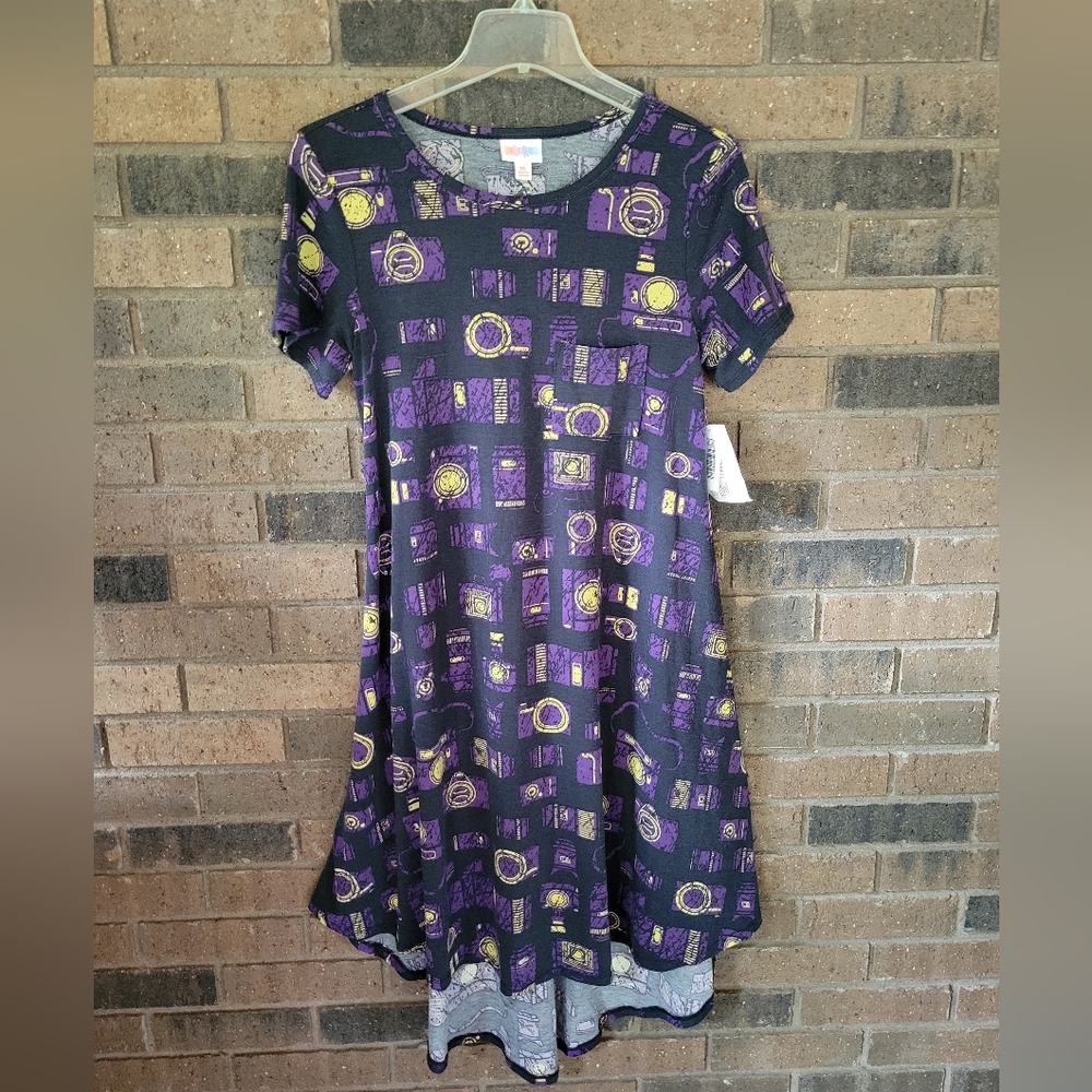 LuLaRoe Carly camera high low dress, size XS